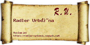 Radler Urbána névjegykártya